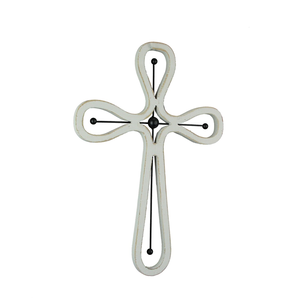 16 Inch Wooden Metal Scroll Cross Wall Hanging Home Decor Modern Decorative Art